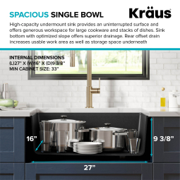 Кухонна мийка нижнього монтажу з композитного граніту BELLUCCI WORKSTATION KRAUS KGUW2-33MBL-foto6