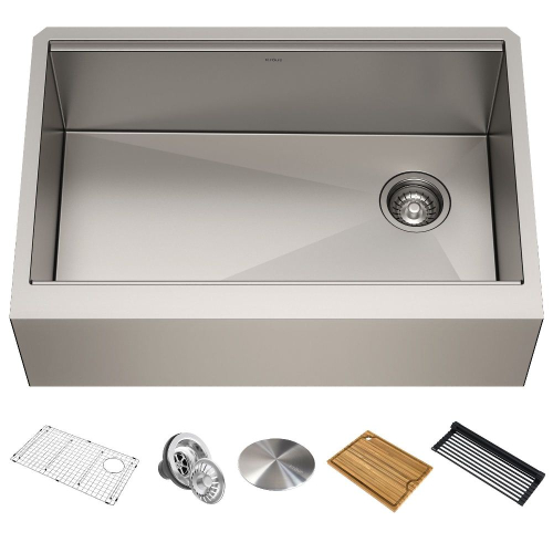 Кухонна мийка Kore KWF410-30 з переднім фартуком нижнього монтажу, WORKSTATION