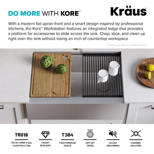 Кухонна мийка Kore KWF410-30 з переднім фартуком нижнього монтажу, WORKSTATION-foto7