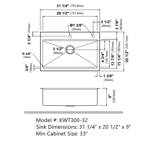 Кухонна мийка Kore KWT300-32 верхнього та нижнього монтажу, WORKSTATION-foto3