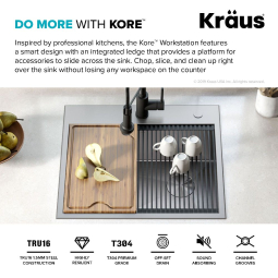 Кухонна мийка Kore KWT311-25 верхнього та нижнього монтажу, WORKSTATION-foto10