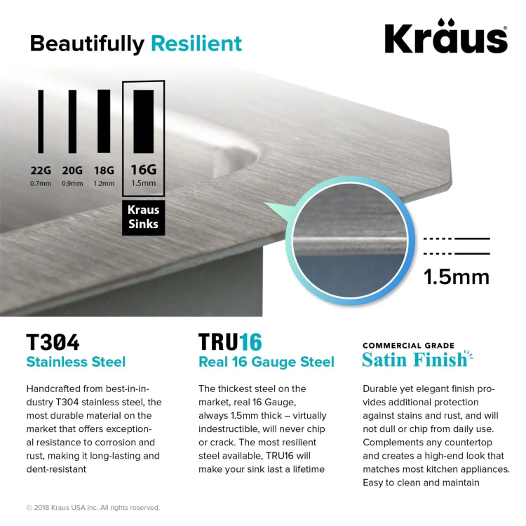 Мийка кухонна стальна KHU100-26 STANDART PRO™ Kraus