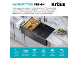 Кухонна мийка Kore KWF210-33/PGM WORKSTATION з переднім фартуком нижнього монтажу, покриття PVD-foto14