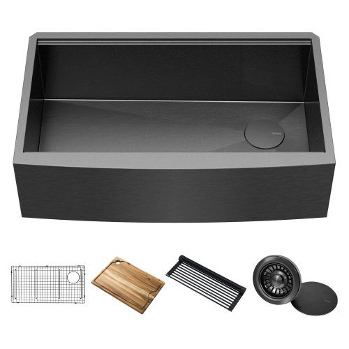 Кухонна мийка Kore KWF210-33/PGM WORKSTATION з переднім фартуком нижнього монтажу, покриття PVD