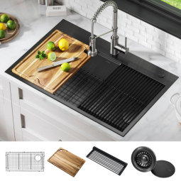 Кухонна мийка Kore KWT310-33/PGM верхнього та нижнього монтажу с PVD покриттям, WORKSTATION-foto3