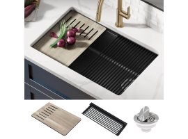 Кухонна мийка нижнього монтажу з композитного граніту BELLUCCI WORKSTATION KRAUS KGUW2-33MBL