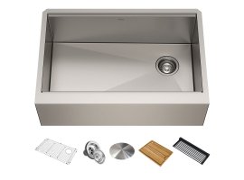 Кухонна мийка Kore KWF410-30 з переднім фартуком нижнього монтажу, WORKSTATION