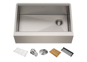 Кухонна мийка Kore KWF410-30 з переднім фартуком нижнього монтажу, WORKSTATION