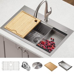 Кухонна мийка Kore KWT300-32 верхнього та нижнього монтажу, WORKSTATION