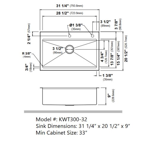 Кухонна мийка Kore KWT300-32 верхнього та нижнього монтажу, WORKSTATION-foto3