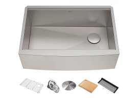 Кухонна мийка Kore KWF210-30 з переднім фартуком нижнього монтажу, WORKSTATION