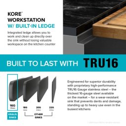 Кухонна мийка Kore KWF210-33/PGM WORKSTATION з переднім фартуком нижнього монтажу, покриття PVD-foto2