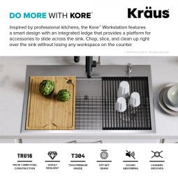 Кухонна мийка Kore KWT310-33 верхнього та нижнього монтажу, WORKSTATION-foto8