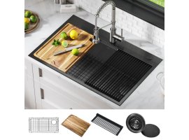 Кухонна мийка Kore KWT310-33/PGM верхнього та нижнього монтажу с PVD покриттям, WORKSTATION *Товар з вітрини-foto5