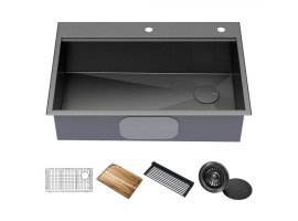 Кухонна мийка Kore KWT310-33/PGM верхнього та нижнього монтажу с PVD покриттям, WORKSTATION *Товар з вітрини