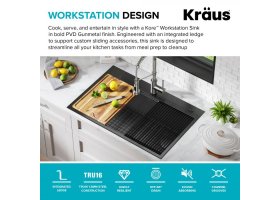 Кухонна мийка Kore KWT310-33/PGM верхнього та нижнього монтажу с PVD покриттям, WORKSTATION *Товар з вітрини-foto16