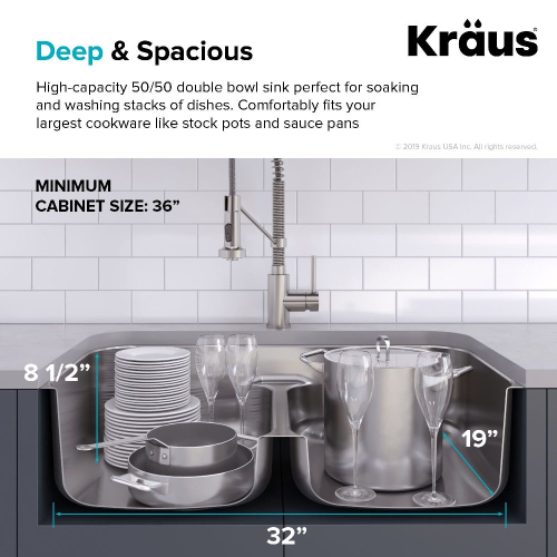 Кухонний комплект KCA-1200: мийка нижнього монтажу ELLIS KBU32 + змішувач KPF-1610SS Kraus-foto14
