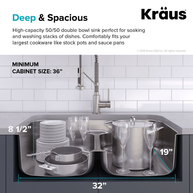 Кухонний комплект KCA-1200: мийка нижнього монтажу ELLIS KBU32 + змішувач KPF-1610SS Kraus