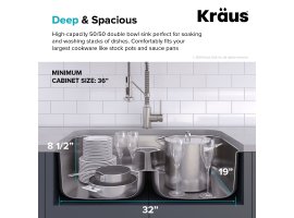 Кухонний комплект KCA-1200: мийка нижнього монтажу ELLIS KBU32 + змішувач KPF-1610SS Kraus-foto6
