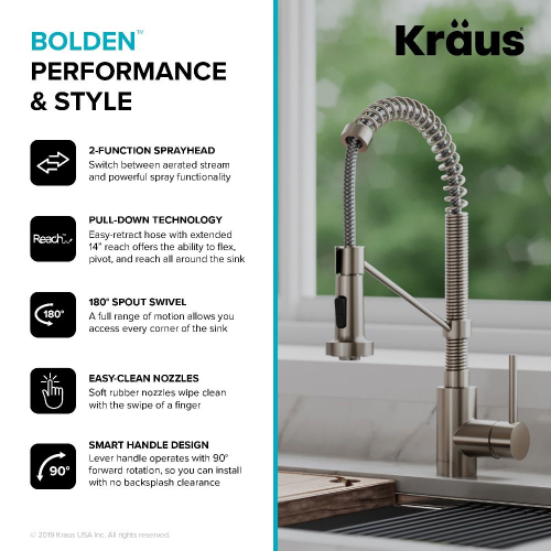 Змішувач кухонний BOLDEN™ KPF-1610SFS Kraus -foto2