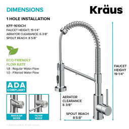 Змішувач кухонний 2в1 BOLDEN™ KFF-1610CH Kraus з підключенням фільтрованої води-foto6