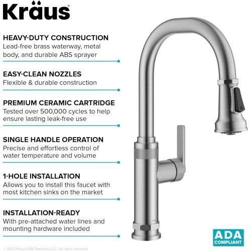 Змішувач кухонний ALLYN™ KPF-4102SFS Kraus-foto5