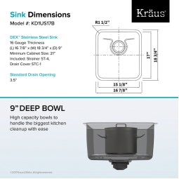 Мийка кухонна стальна KD1US17B DEX Kraus-foto13