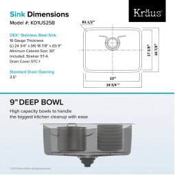 Мийка кухонна стальна KD1US25B DEX Kraus-foto13