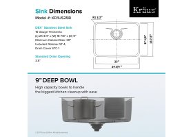 Мийка кухонна стальна KD1US25B DEX Kraus-foto5