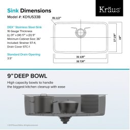 Мийка кухонна стальна KD1US33B DEX Kraus-foto13