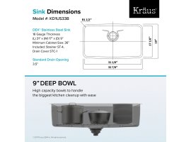 Мийка кухонна стальна KD1US33B DEX Kraus-foto13