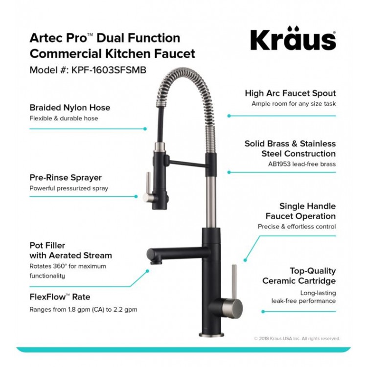 Кухонний змішувач ARTEC PRO™ KPF-1603SFSMB Kraus
