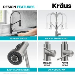 Змішувач кухонний 2в1 BOLDEN KFF-1610BBMB Kraus з підключенням фільтрованої води-foto8