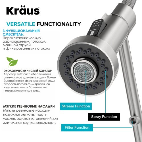 Змішувач кухонний 2в1 BOLDEN™ KFF-1610SFACB Kraus з підключенням фільтрованої води-foto13