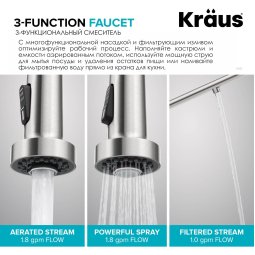 Змішувач кухонний 2в1 BOLDEN™ KFF-1610MB Kraus з підключенням фільтрованої води-foto9
