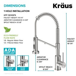 Змішувач кухонний 2в1 BOLDEN KFF-1610SFS Kraus з підключенням фільтрованої води-foto8