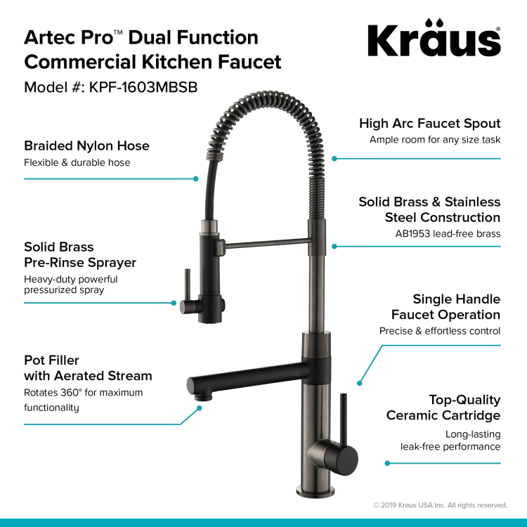 Кухонний змішувач ARTEC PRO™ KPF-1603MBSB Kraus