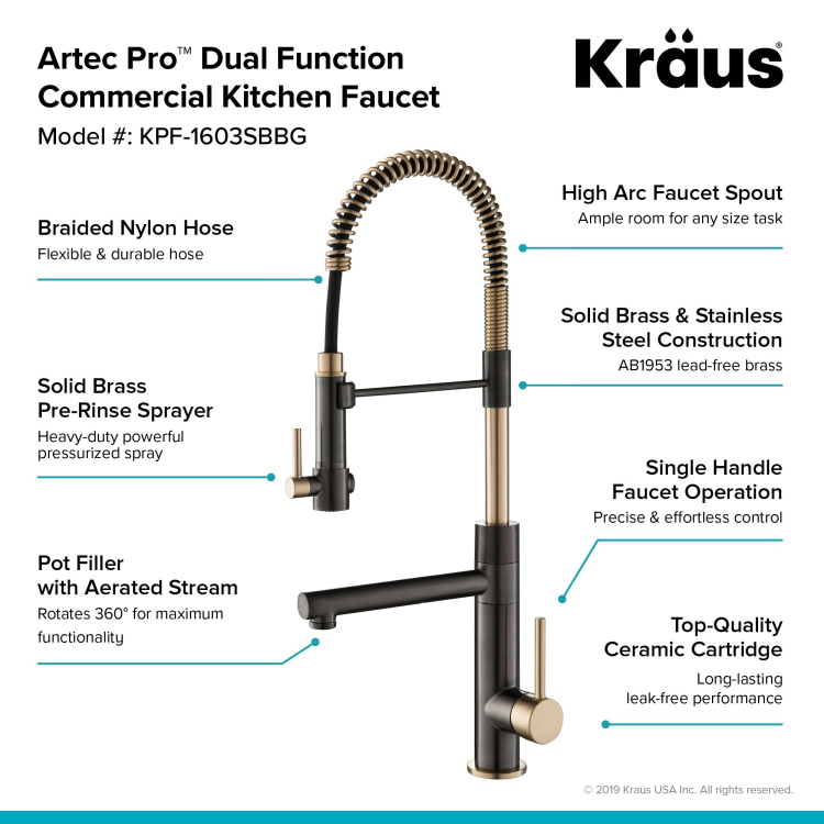 Кухонний змішувач ARTEC PRO™ KPF-1603SBBG Kraus