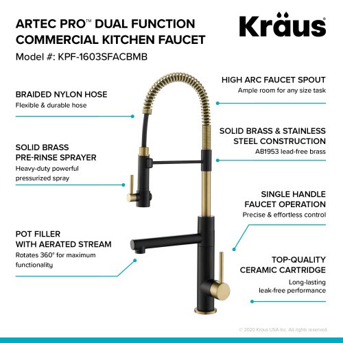 Кухонний змішувач ARTEC PRO™ KPF-1603SFACBMB Kraus-foto9