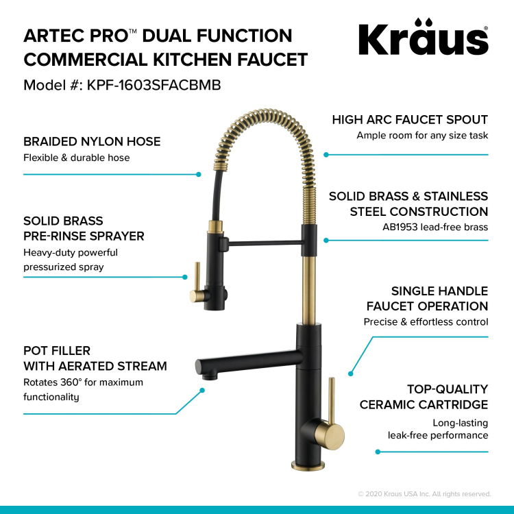 Кухонний змішувач ARTEC PRO™ KPF-1603SFACBMB Kraus