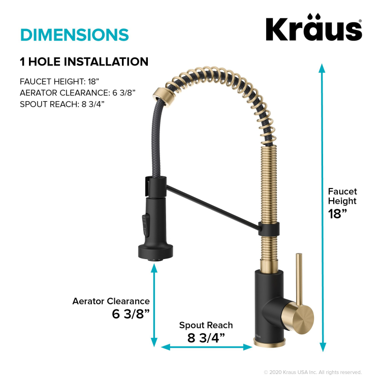 Змішувач кухонний BOLDEN™ KPF-1610SFACBMB Kraus