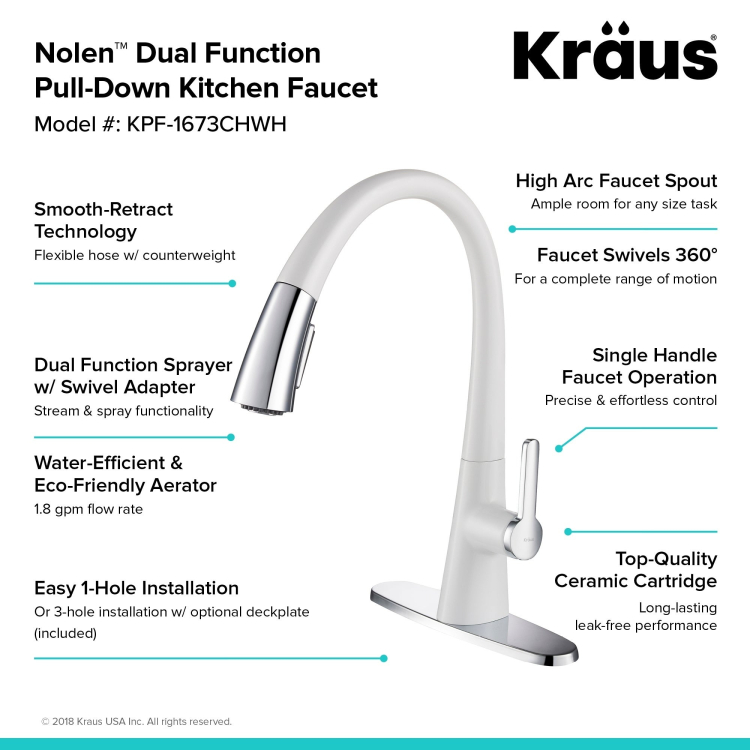 Кухонний змішувач NOLEN™ KPF-1673CHWH Kraus
