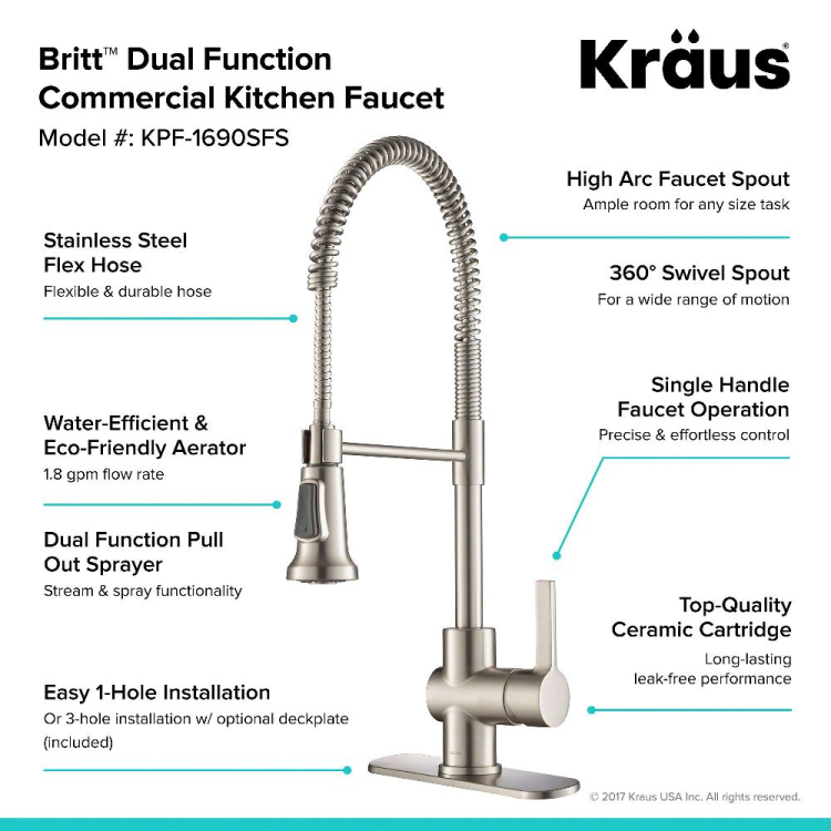 Кухонний змішувач BRITT™ KPF-1690SFS Kraus