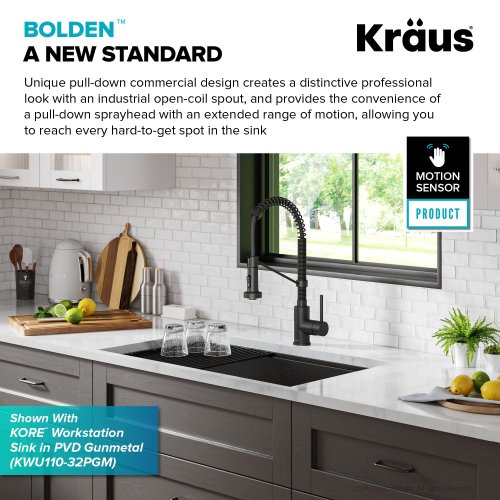 Змішувач кухонний BOLDEN™ KSF-1610MB Kraus з сенсорним керуванням-foto7